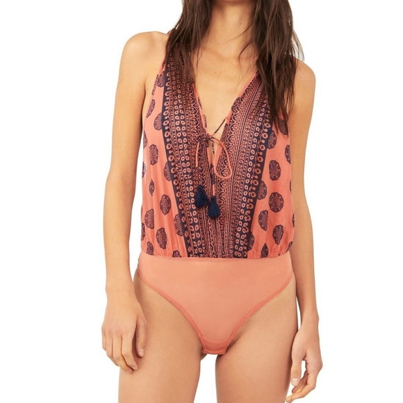 NWT Intimately by Free People Soul of The Sun Bodysuit in Brick Combo SZ XS - Picture 1 of 5